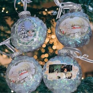 Christmas Ornament Set 4, snowflakes X-Mas Decorations, Handmade Gift/Present